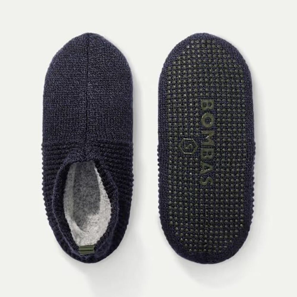 Bombas Gripper Slipper Socks Navy Knit House Shoes Adult Mens Size Large 10-12.5